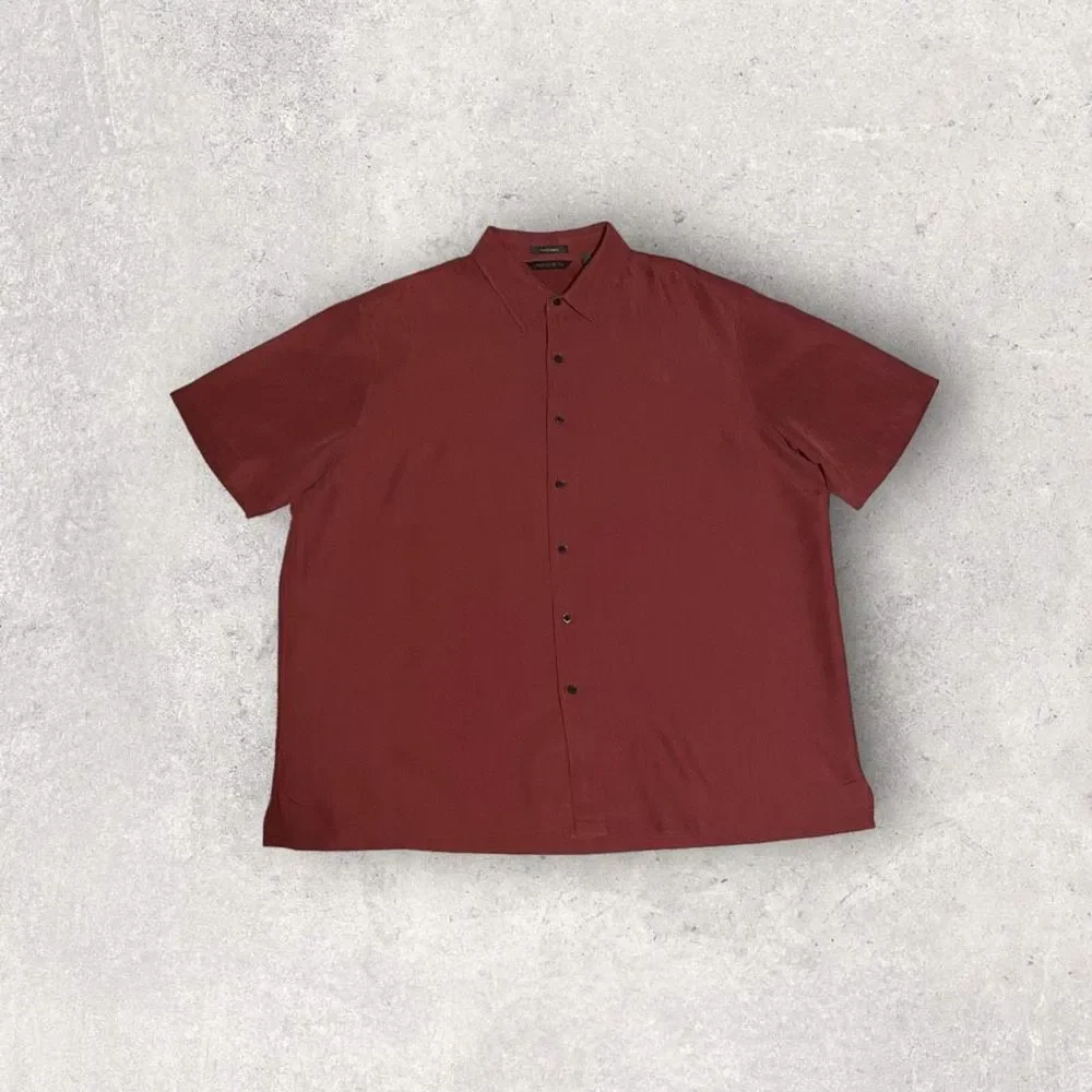 Axist Button Down Short Sleeve Casual Maroon Red Shirt Men’s XXL - Picture 1 of 3
